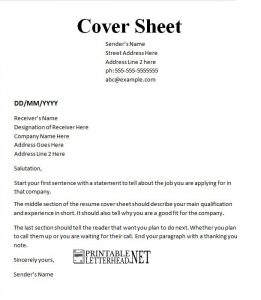 Get Your First Job With The 10 Best Cover Sheet Template - Printable